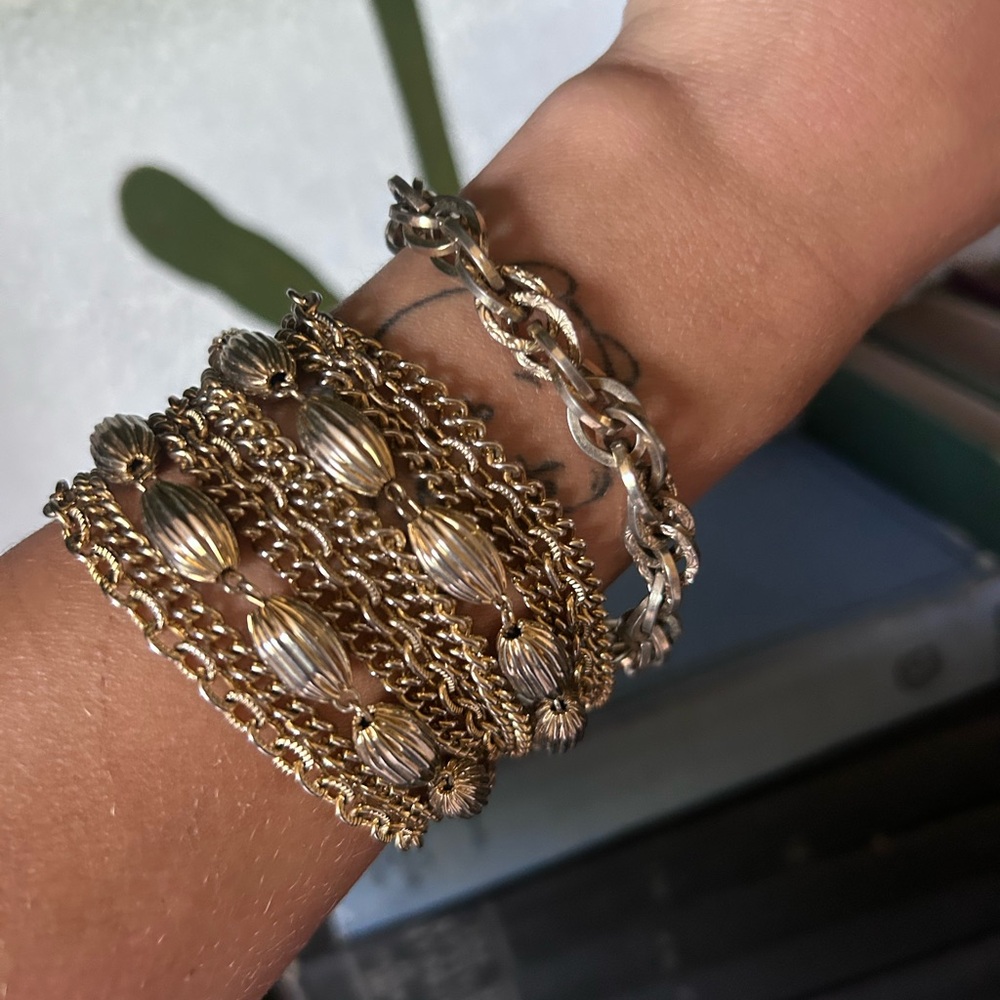 Two Vintage Goldtone Metal Bracelets